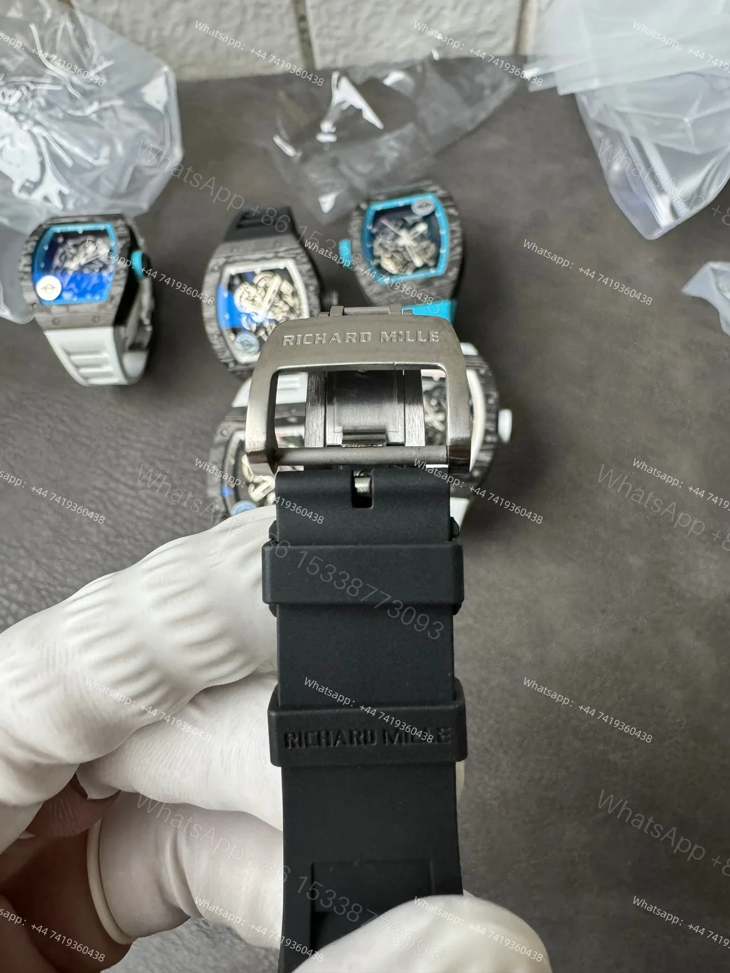 View 14 of Super Clone Richard Mille RM 055 Carbon TPT Rose Gold Skeleton 1:1 Replica Watch