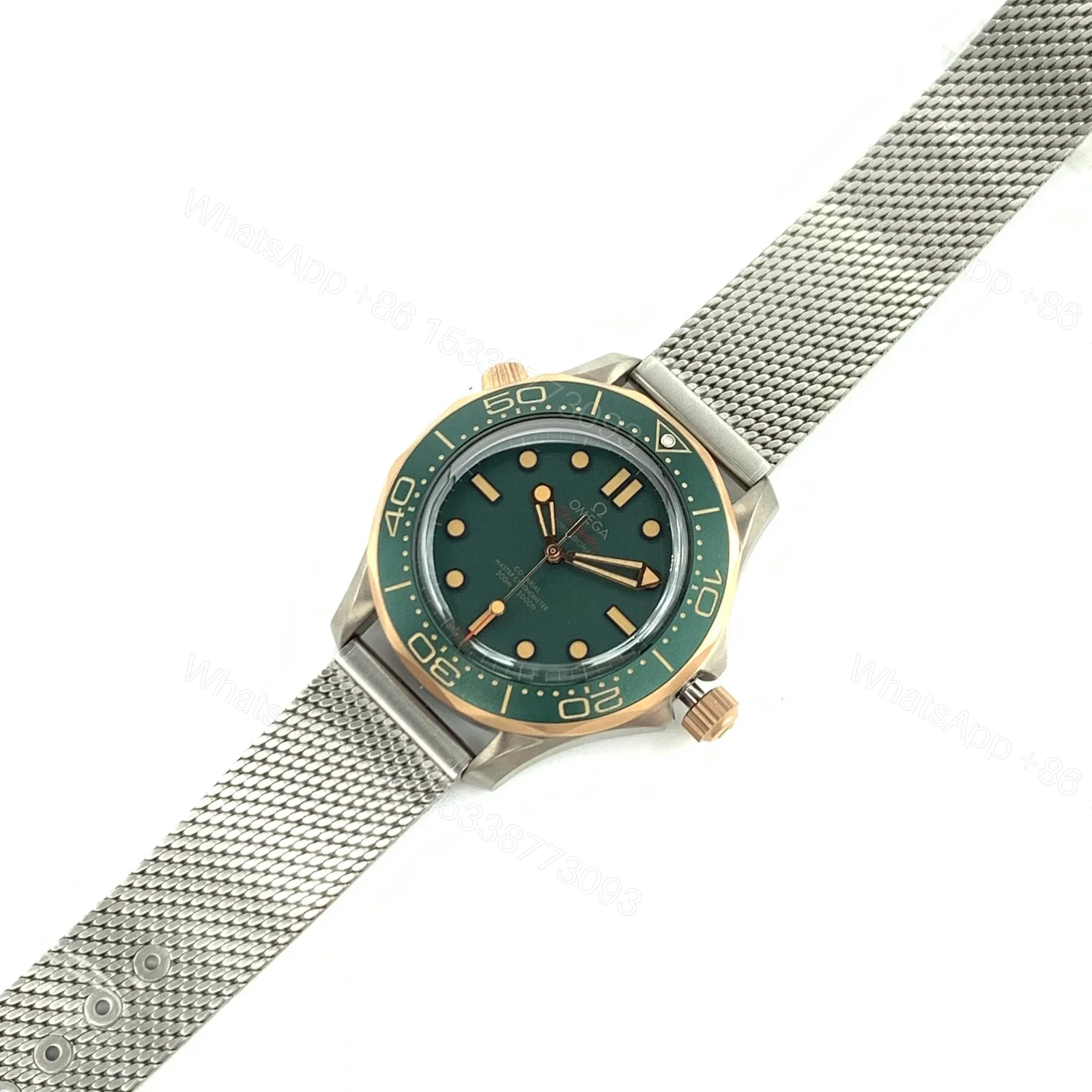 View 5 of Omega Seamaster Diver 300M 007 Edition No Date 42mm Green Dial Mesh Bracelet Automatic Watch OMG-SM300-007-NODATE-42MM-MESH