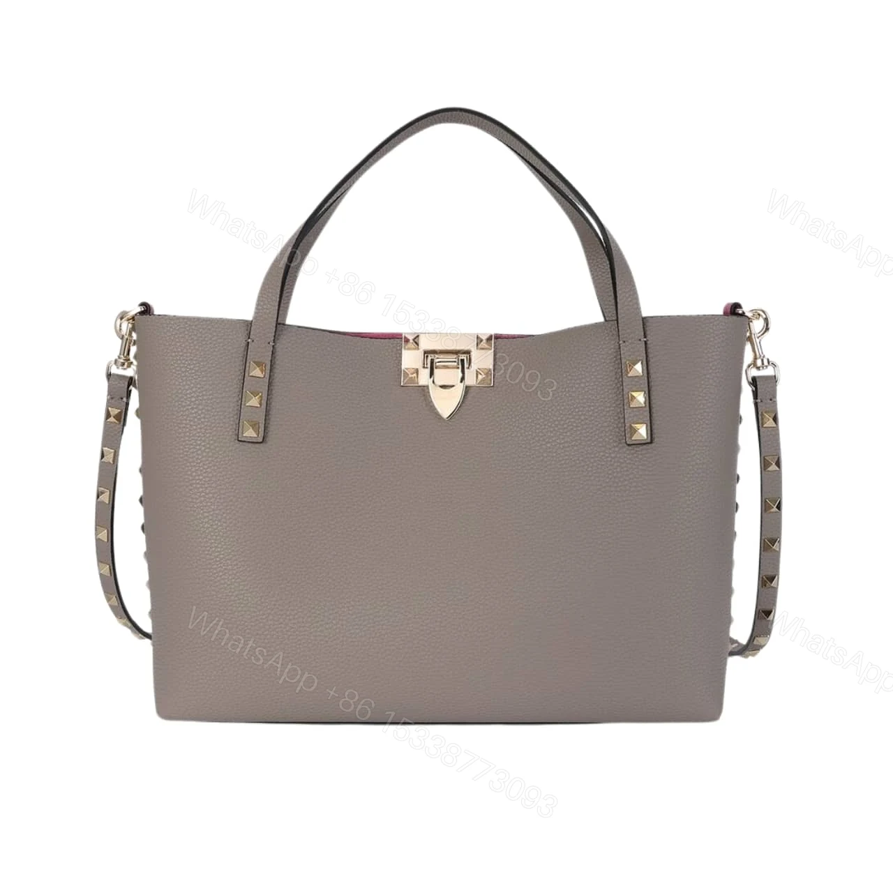 VALENTINO GARAVANI ROCKSTUD SMALL TOTE BAG GREY GENUINE 28CM — view 1