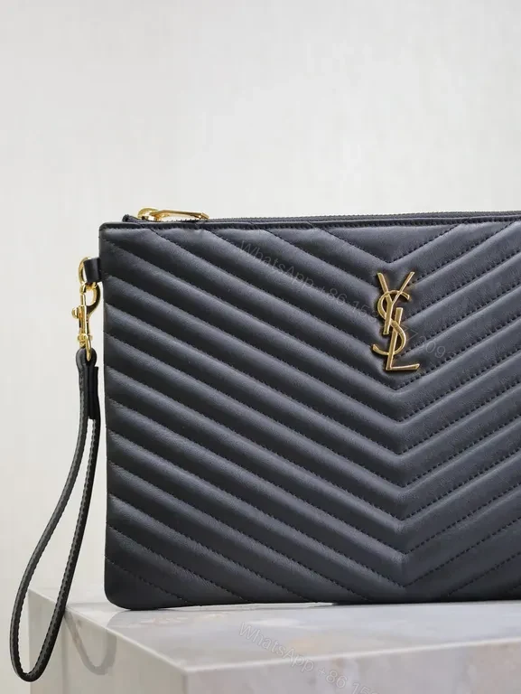 View 8 of Chic Quilted Clutch with YSL Logo â€” Luxe Evening Essential
