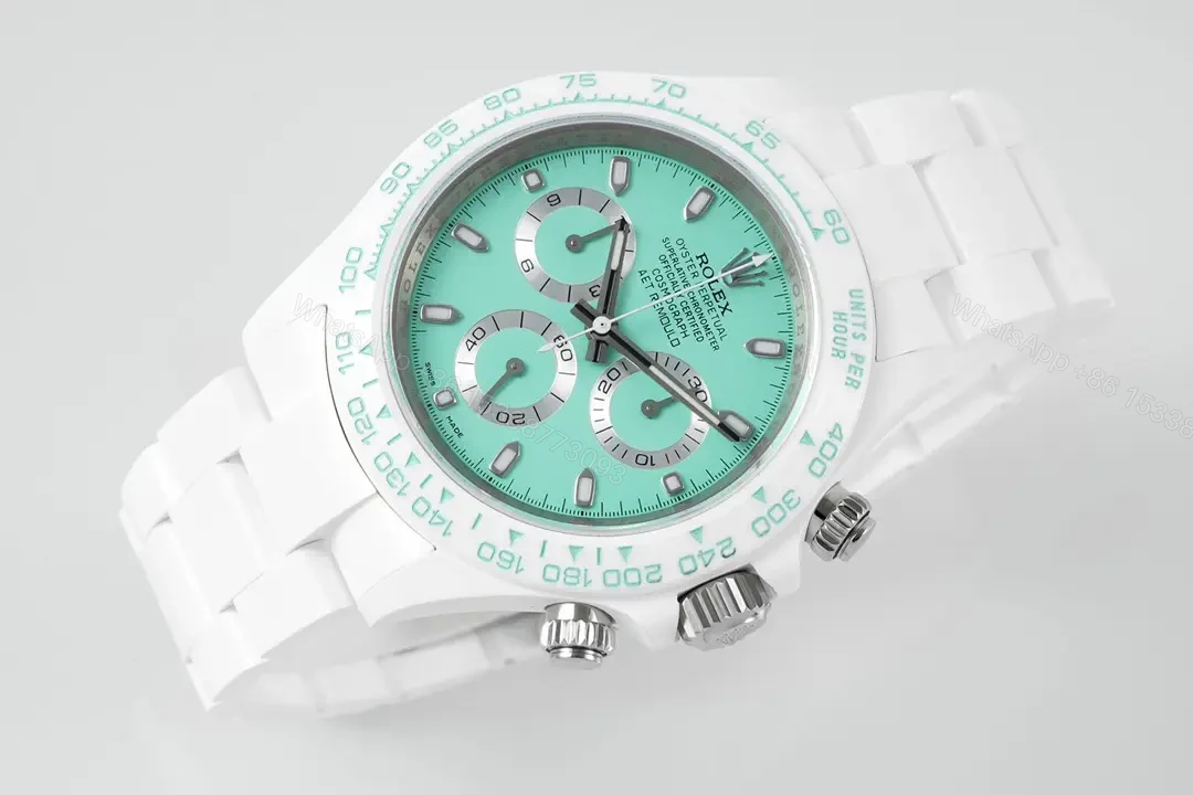 View 4 of Brilliant tiffany ceramic daytona replica 40MM White Ceramic Edition RG-ZF-DAYTONA-TIFFANY-CERAMIC