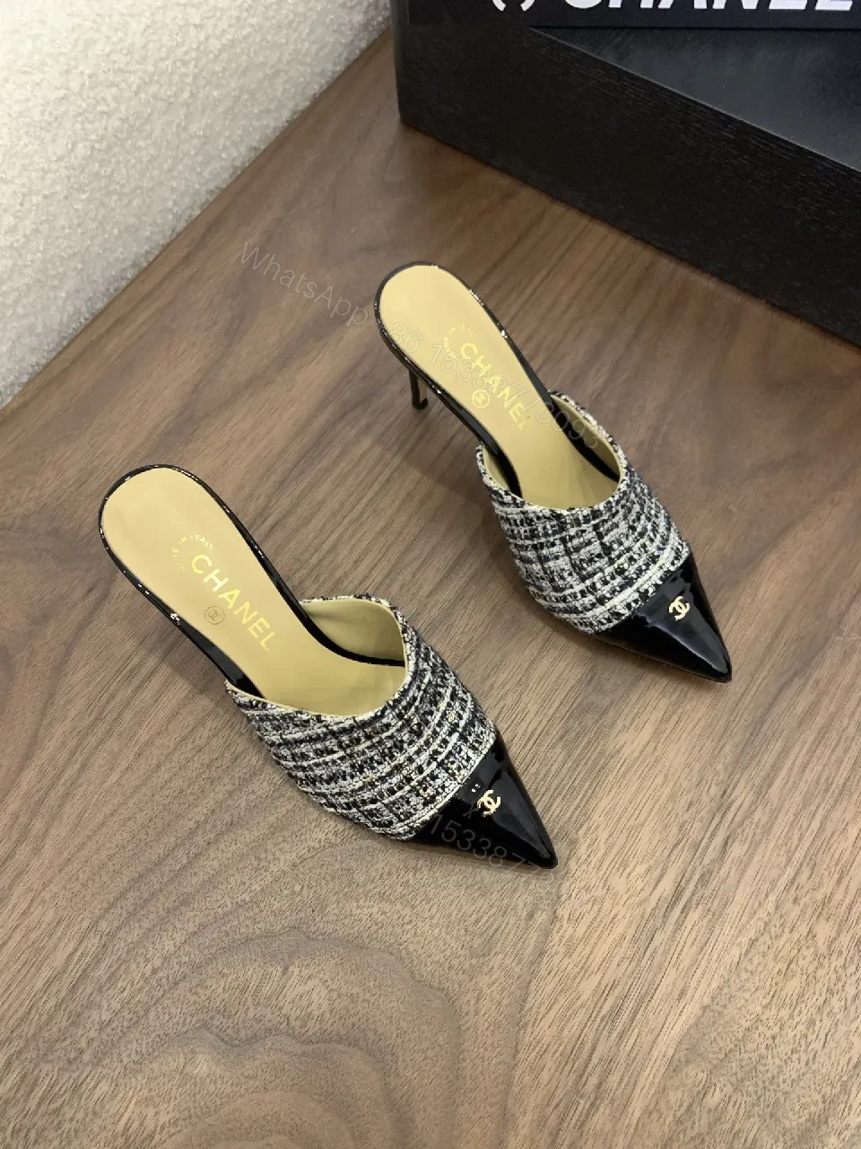 View 2 of Textured Tweed & Patent Mule – Modern Sophistication, All-Day Comfort