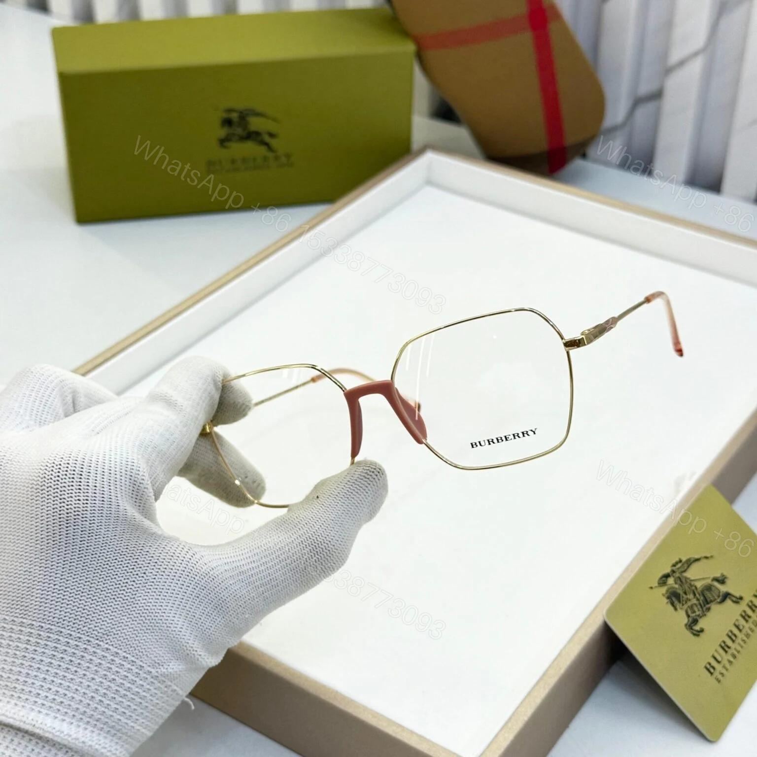 View 2 of Burberry Hexagon Eyeglasses Black