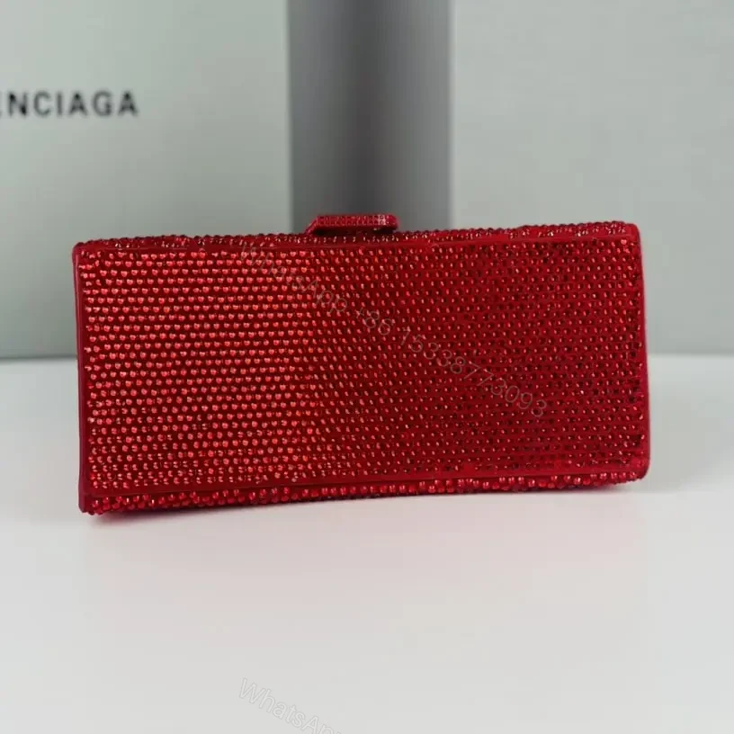 View 5 of 高仿Balenciaga*Hourglass系列沙漏包滿鑽紅色S