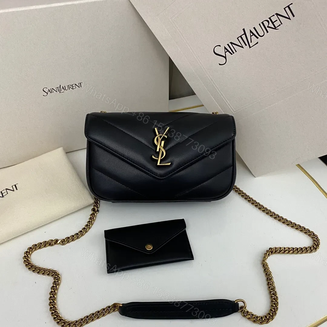 YSL Loulou medium in Matelassé Lambskin Black — view 1