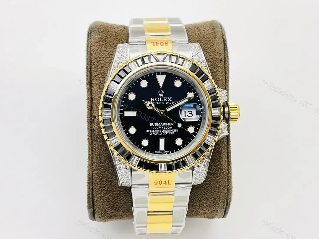 Rolex Submariner Two Tone Paved Diamond Oyster Bracelet Case 40mm RLX-SUB-TT-PAV-DIA40-OYS — view 1
