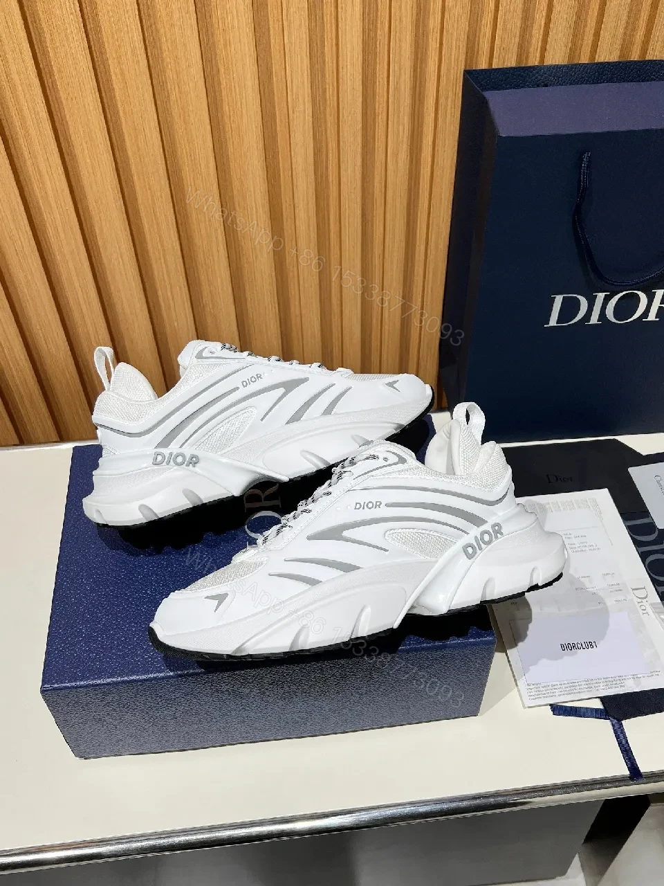 View 6 of White Chunky-Sole Sneakers with Graphical Straps, Premium Craft, High-Top Style