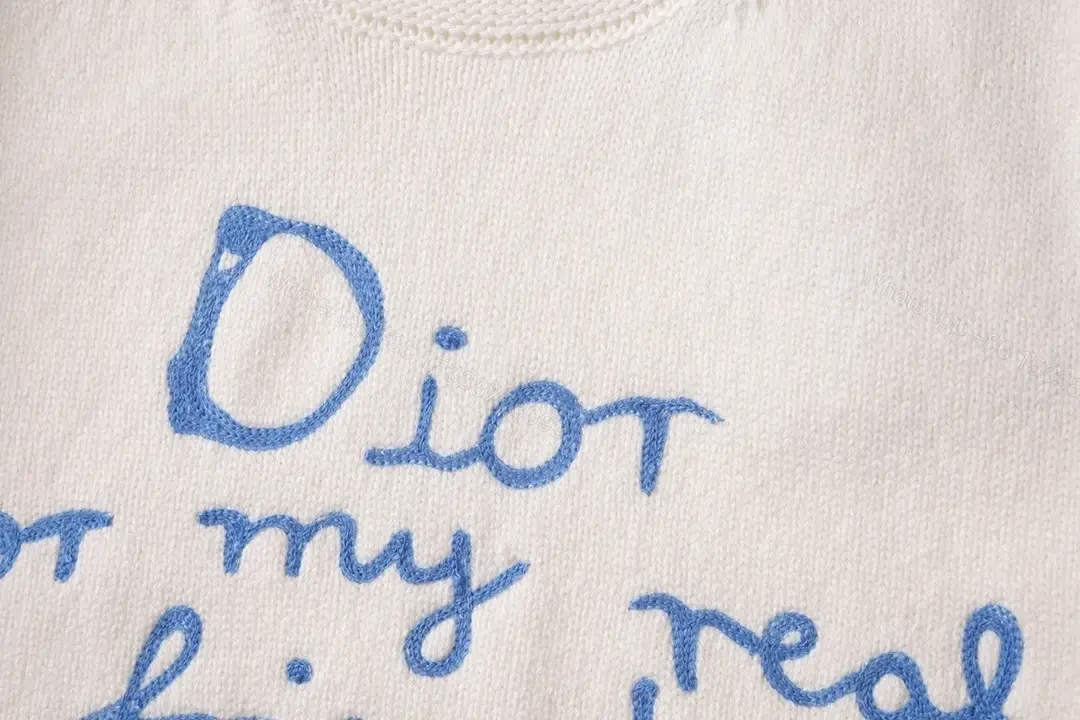 View 5 of Soft-Courier Knit with Blue Script Graphic Crewneck Knit Top