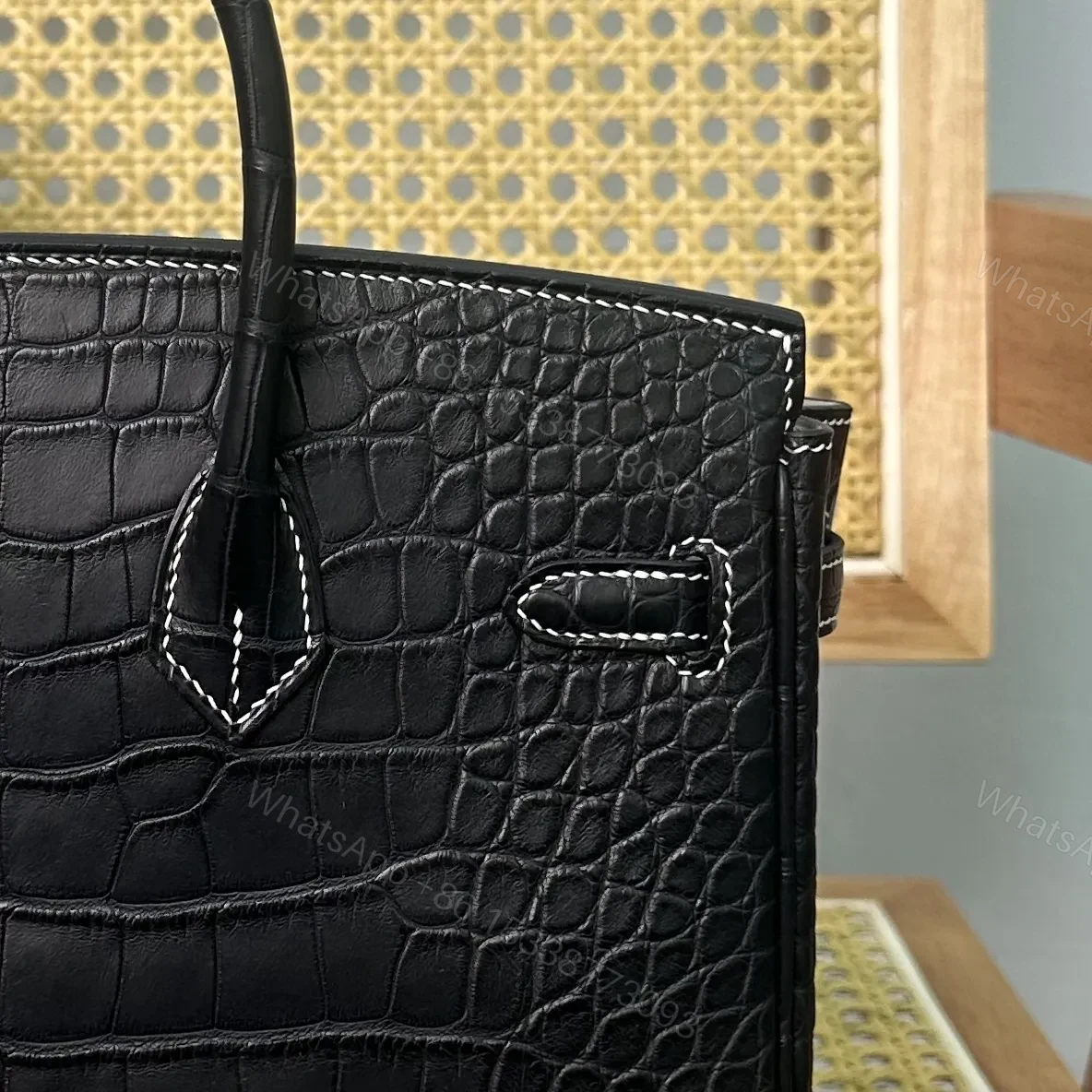 View 5 of Hermes Birkin 25cm Black Crocodile Leather Silver Hardware