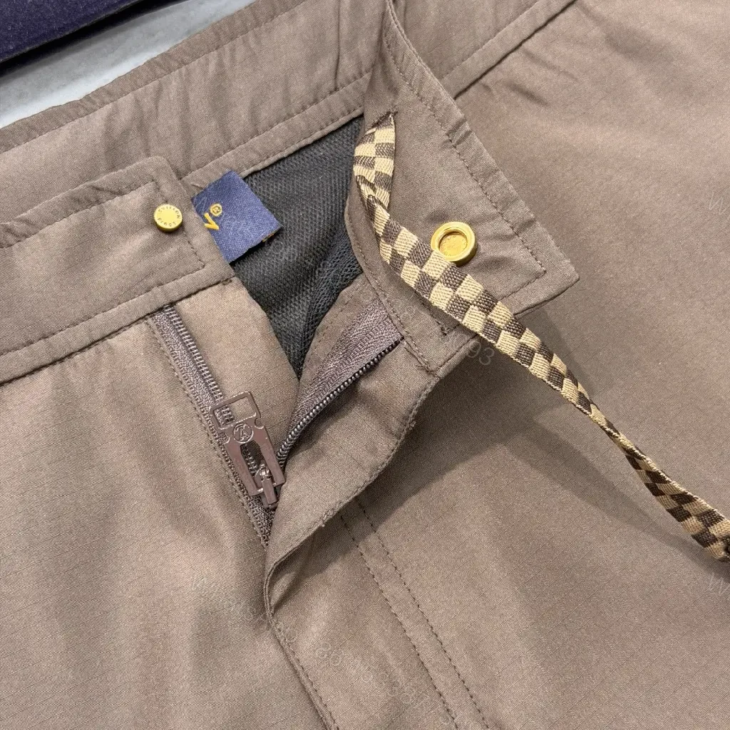 View 8 of Brown Nylon Casual Shorts Louis Vuitton Logo Patch Shorts