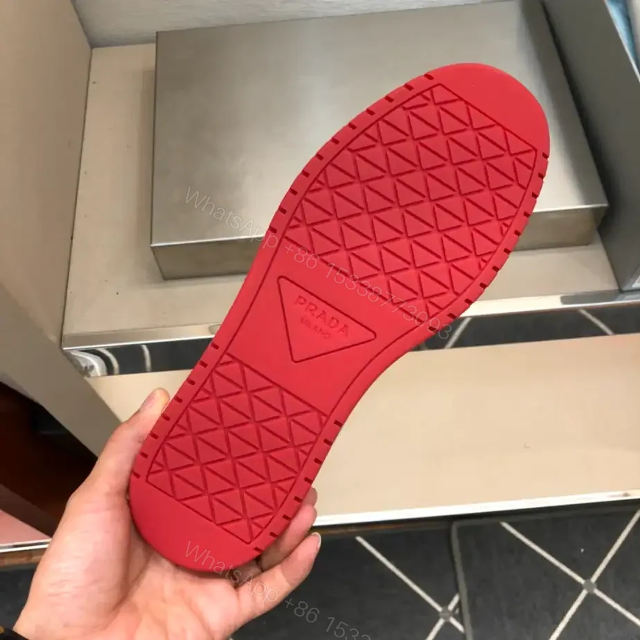 View 8 of PRADA DOWNTOWN LEATHER SNEAKERS IN WHITE AND LACQUER RED- PRD012