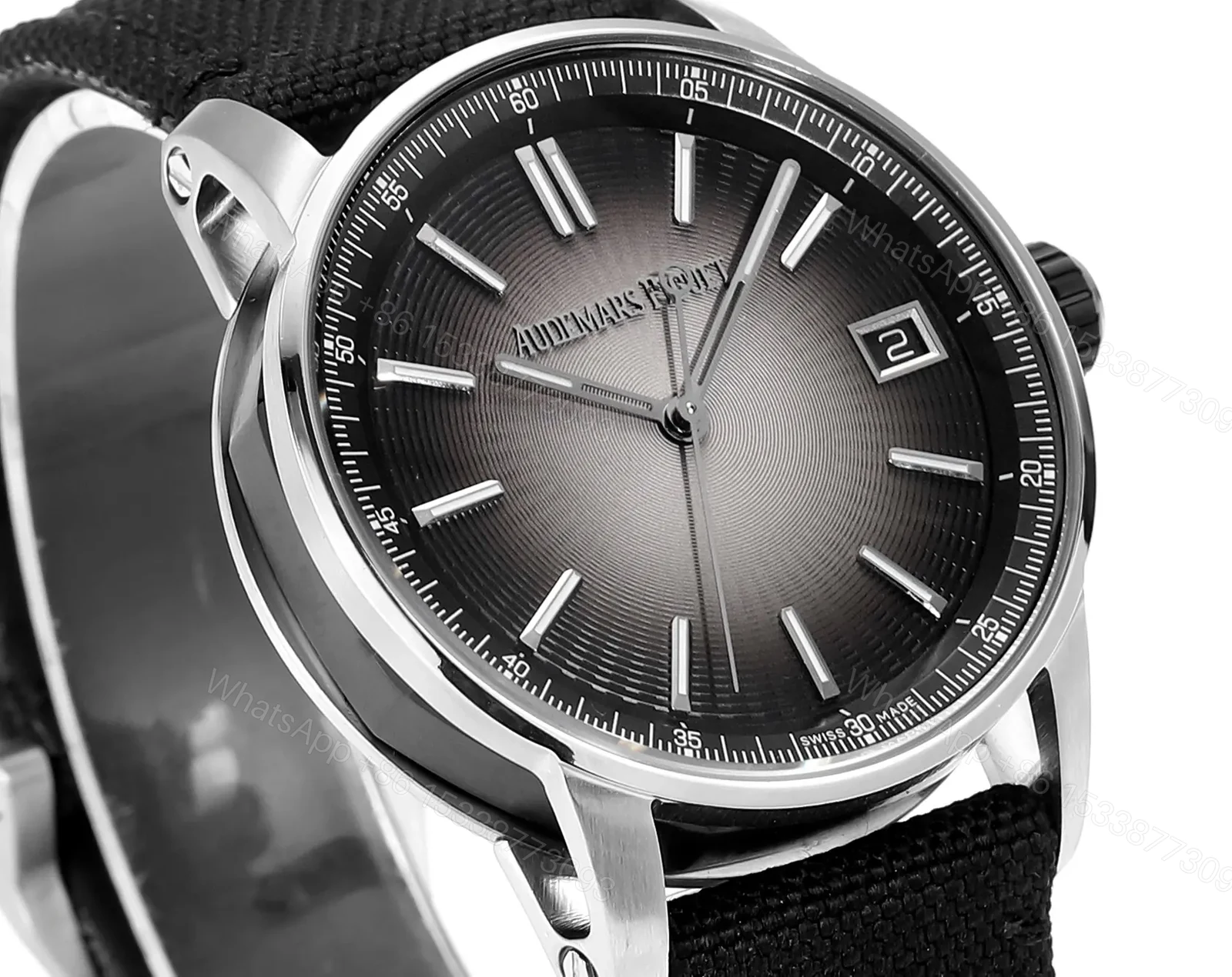 View 5 of R8 Factory Audemars Pigeut CODE 11.59 Smoke Grey Dial Stainless Steel Case Black Fabric Strap Automatic Watch 41mm