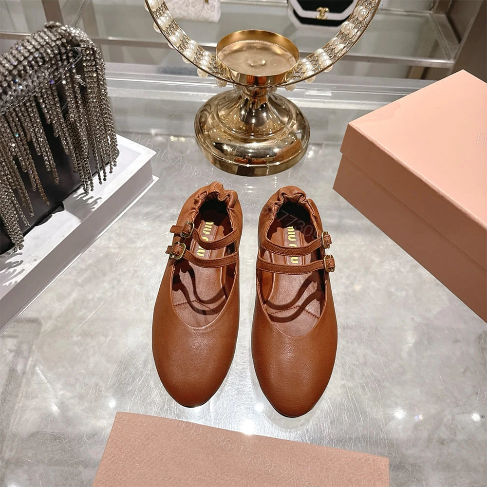View 3 of MIUMIU Ruched Nappa Leather Ballet Flats 609883
