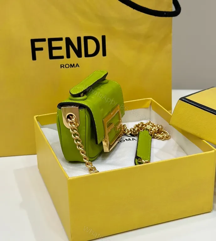View 3 of Vivid Green Fendi Mini Bag: Bold Texture, Gold Detailing