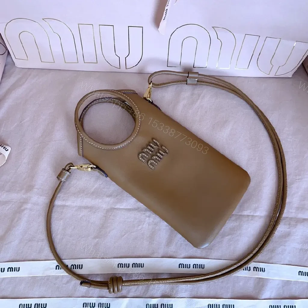 View 9 of Caramel Leather Crossbody: Compact Luxury, Textured Style