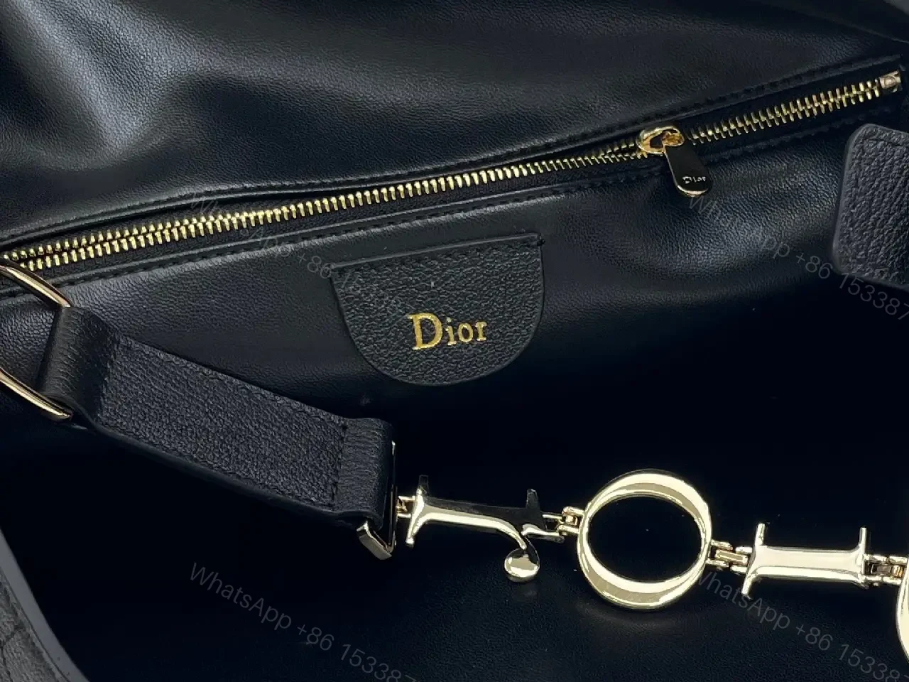 View 8 of Chic Black Quilted Shoulder Bag with Gold Accents