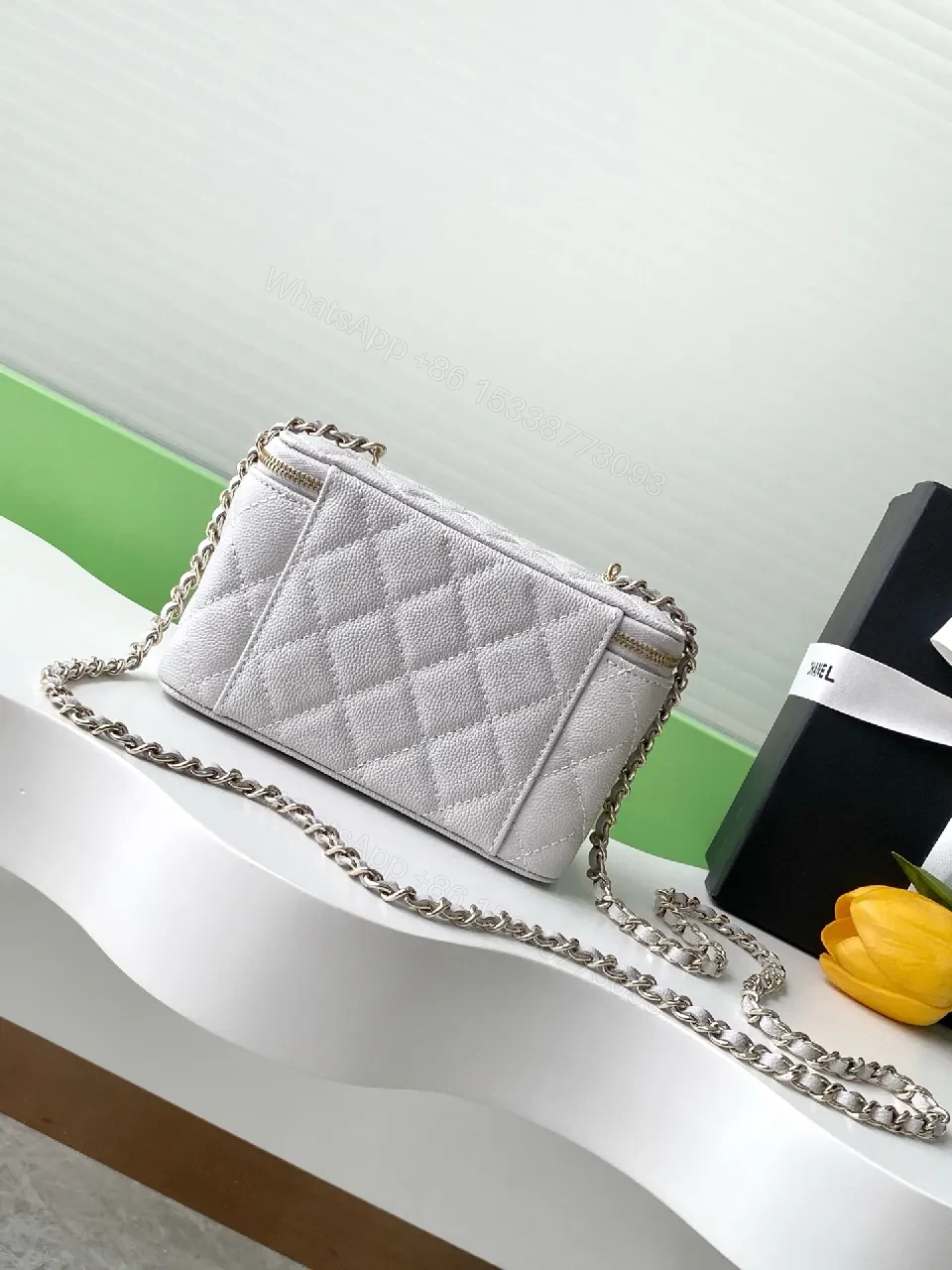 View 2 of Quilted Box Bag: Gold Hardware, Crossbody Style, Chic