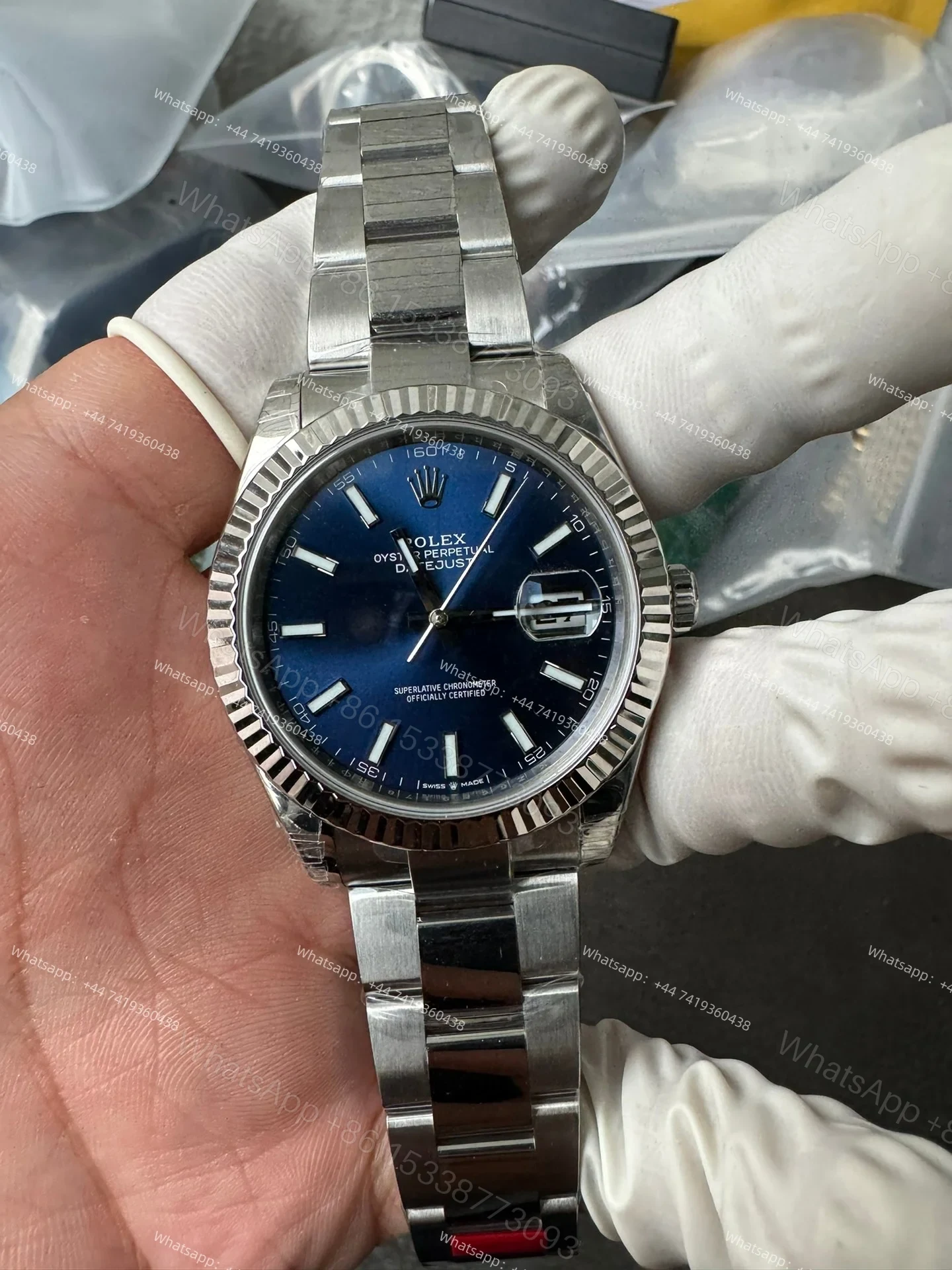 View 2 of Rolex Datejust M126334-0001 1:1 Replica Blue Dial Oyster 41MM 3235 Movement Super Clone Watch