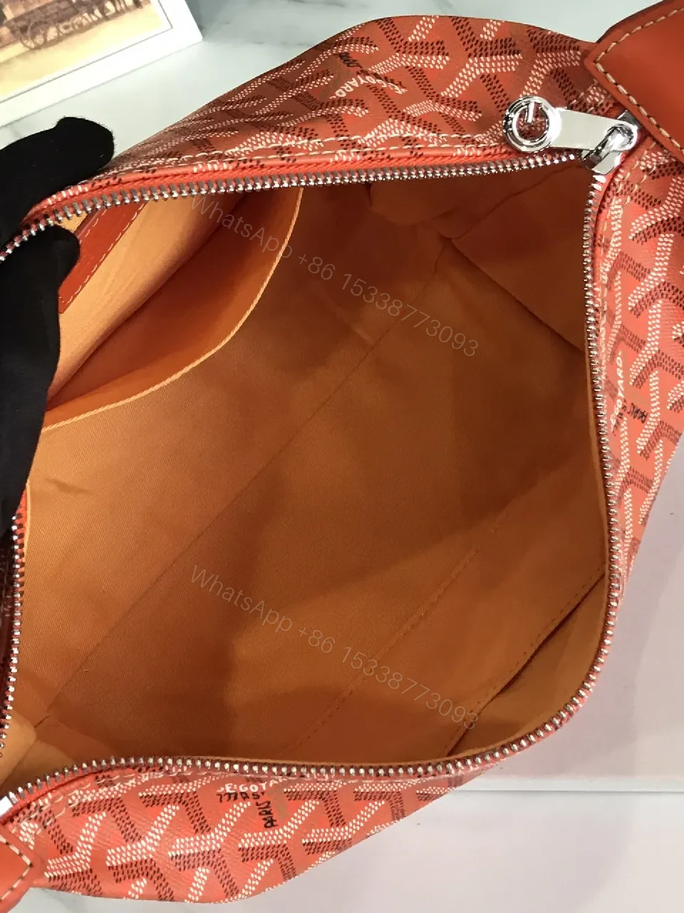 View 4 of Coral Crossbody: Monogram Textile, Leather Trim, Compact Style, Secure Zipper Bag