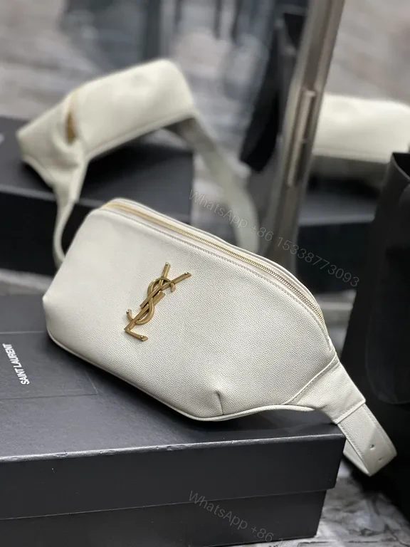 View 6 of Beige Calfskin Belt Bag: Saint Laurent-Inspired Crossbody