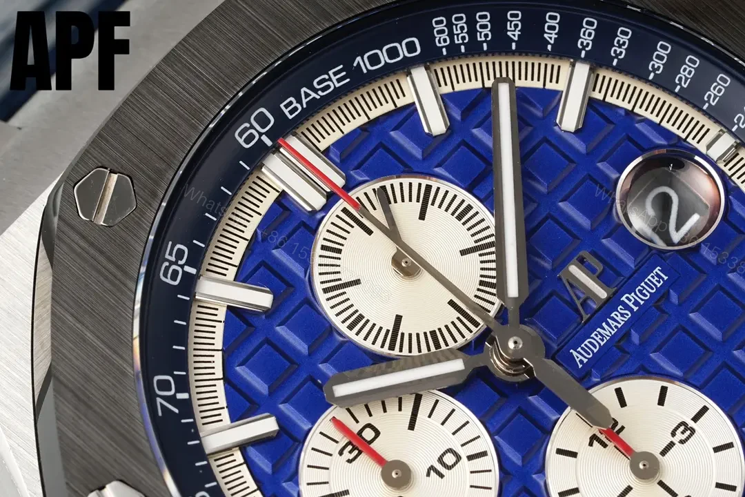 View 4 of BBR Factory Audemars Piguet Royal Oak Offshore 26470 Series 42mm Blue Dial Stainless Steel Watch with Blue Leather Strap