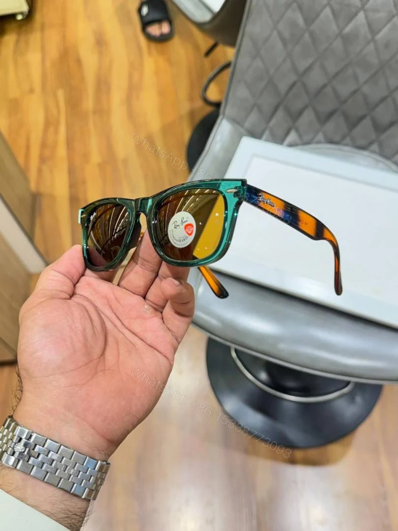 View 3 of First Copy Ray Ban 2140 Olive Tiger Brown Premium UV Protection Luxury Sunglasses