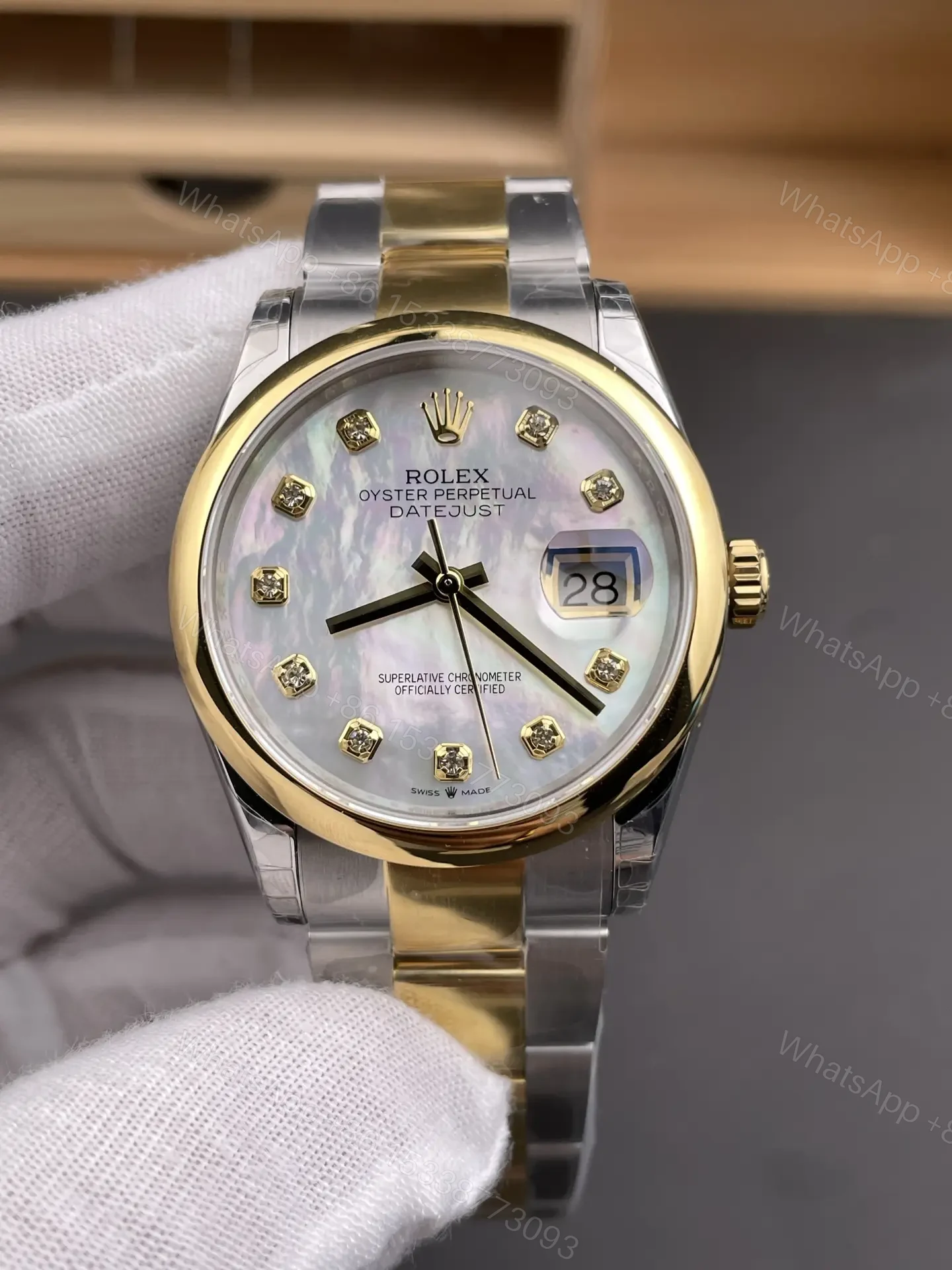 View 3 of Rolex Datejust 31 Rolesor Yellow Domed Oyster MOP 178243-0001