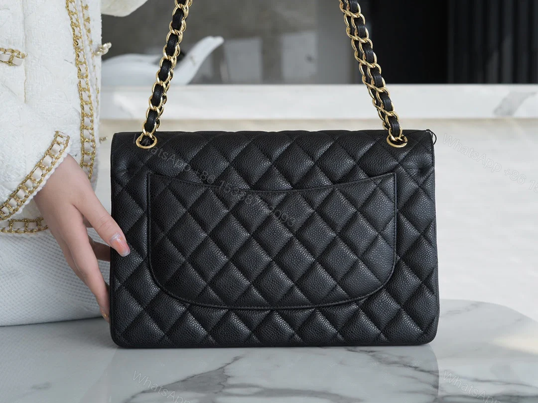 View 5 of CHANEL FLAP BAG JUMBO 30CM GOLD HARDWARE BLACK CAVIAR