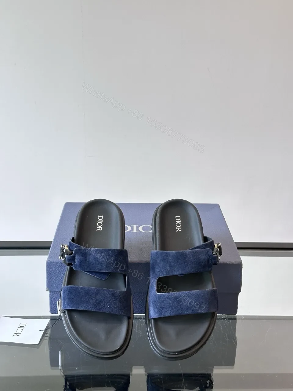 View 7 of Soft-Stride Navy Suede Slides – Casual Luxury Comfort