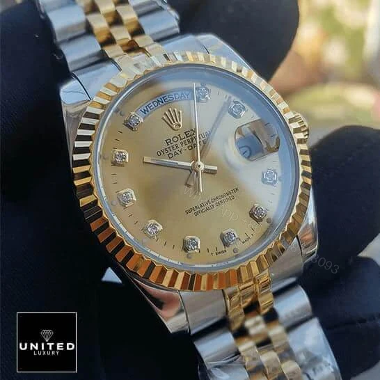 View 6 of Rolex Day-Date 128238 Yellow Gold With Diamond Dial Replica