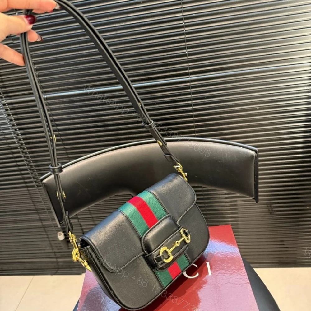 View 3 of Gucci Horsebit 1955 Small Shoulder Bag Black Leather 21cm