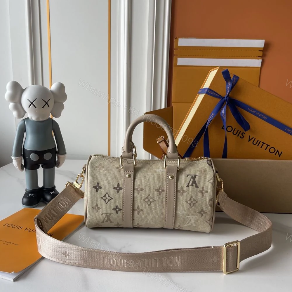 View 3 of Louis Vuitton Keepall Bandoulière 25 Sand Beige 25Cm M29272