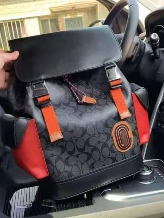 View 2 of FIRST COPY Coach Black-Red Rivington ColorBlock Unisex Backpack