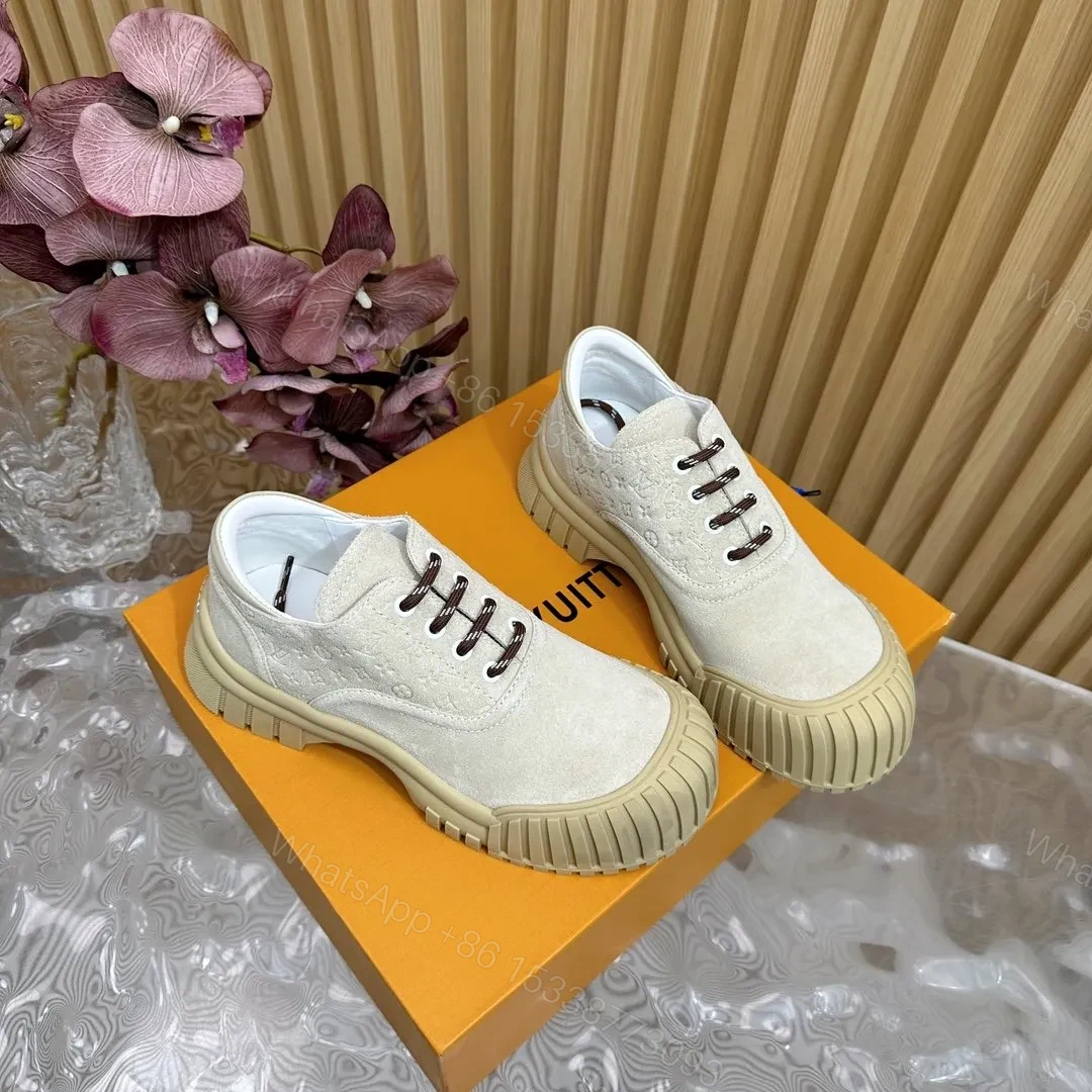 View 4 of LV Women Beige Suede Casual Sneakers
