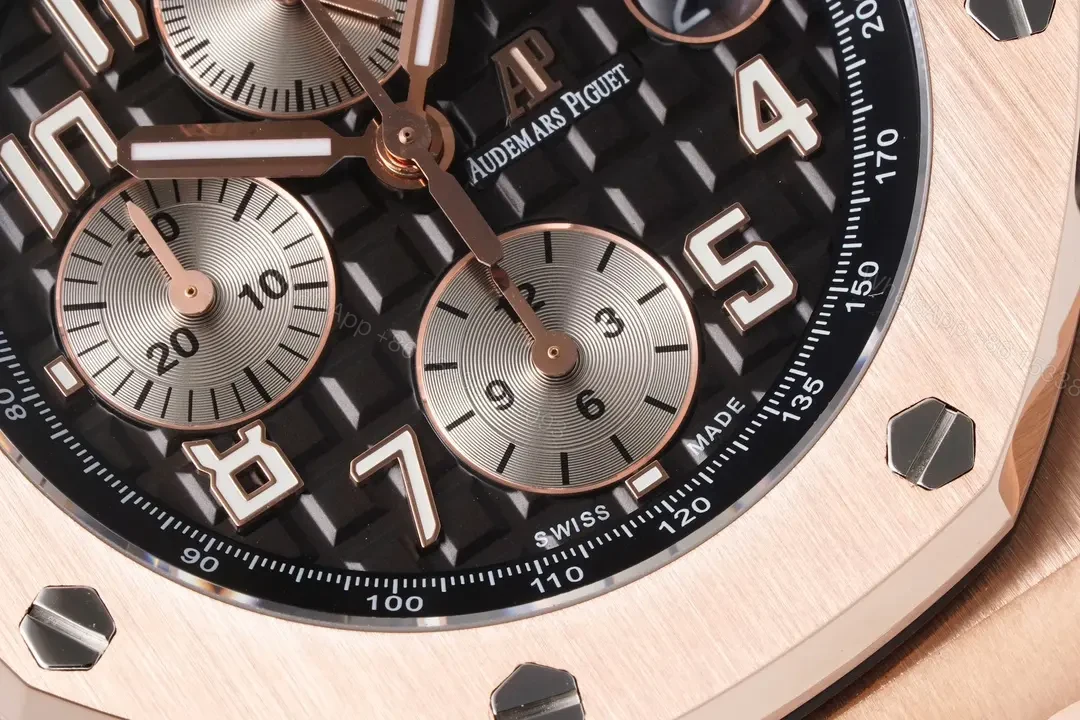 View 5 of JH Factory Audemars Piguet Royal Oak Offshore Rose Gold Steel Bracelet Watch with Exclusive 4404 Chronograph Movement