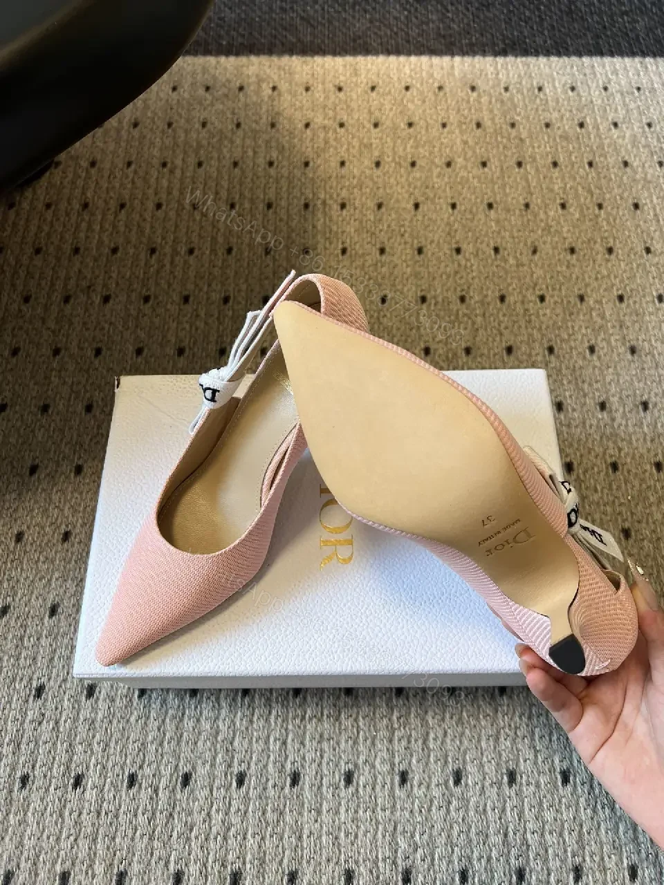 View 3 of Soft Pink Slingback Pumps with Ribbon Detail
