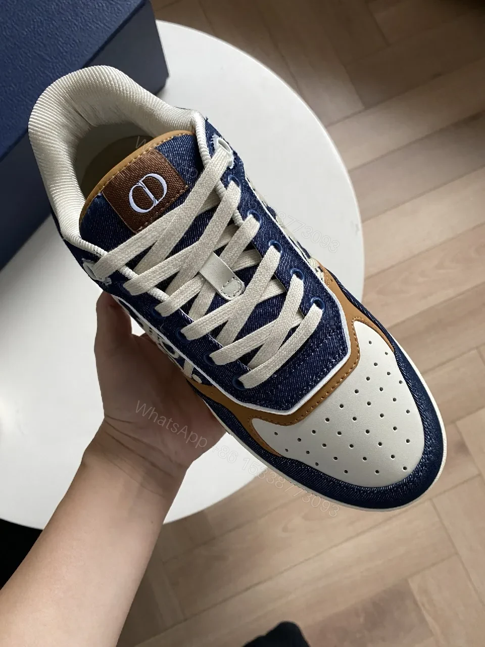 View 9 of Denim-Texture Sneaker with Signature Panel Detailing High-Top Style