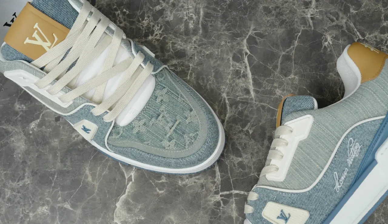 View 9 of Blue-Gray Denim Low-Top Cushioned Sneaker
