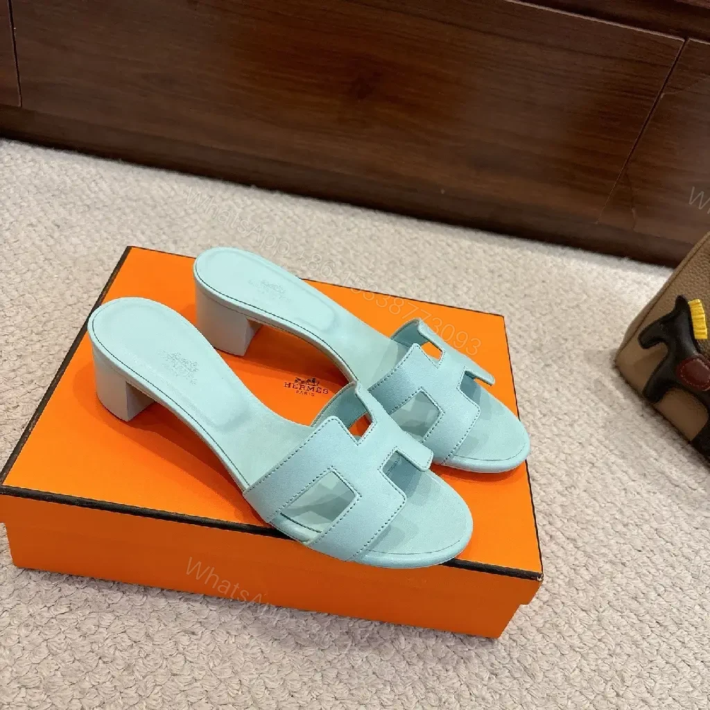 View 5 of Mint Blue H-Detail Sandals - City-Chic Comfort Slides