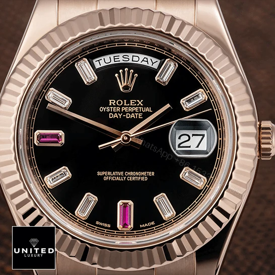 View 8 of Rolex Day-Date II 218235 Rose Gold Black Replica