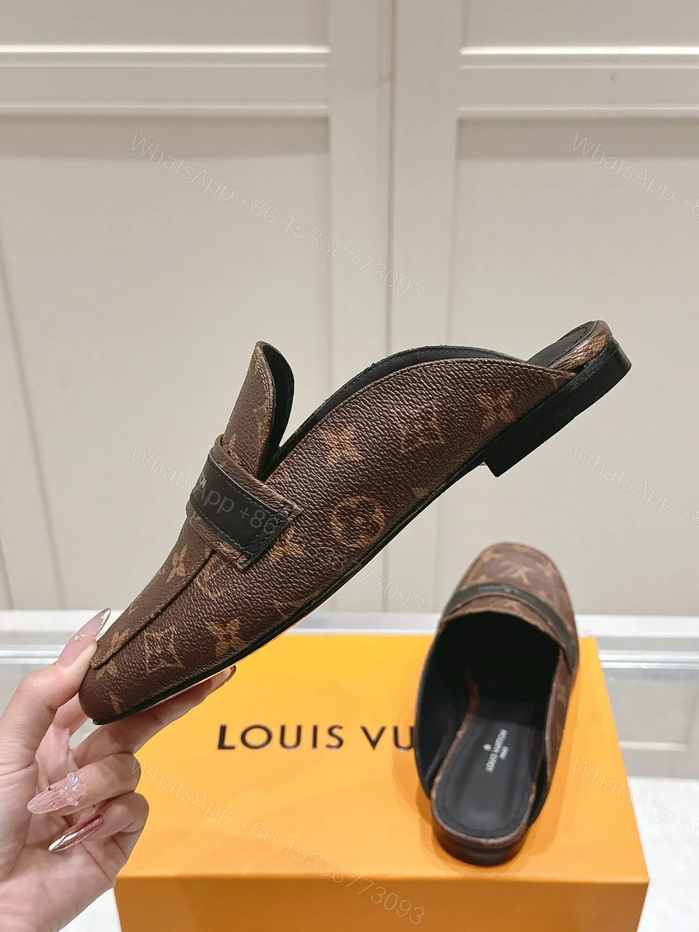 View 6 of LV Women Brown Leather Monogram Mules
