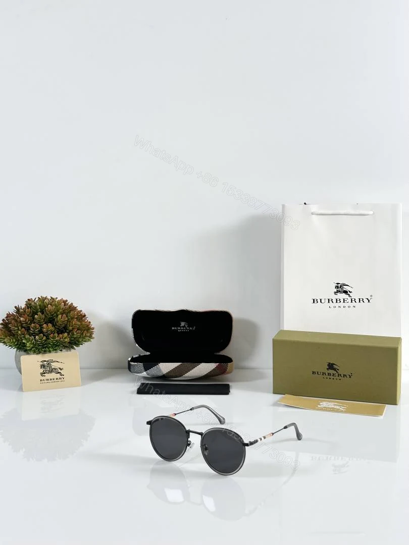 First Copy Burberry Black Round Unisex Sunglasses UV Protection Premium Quality — view 1
