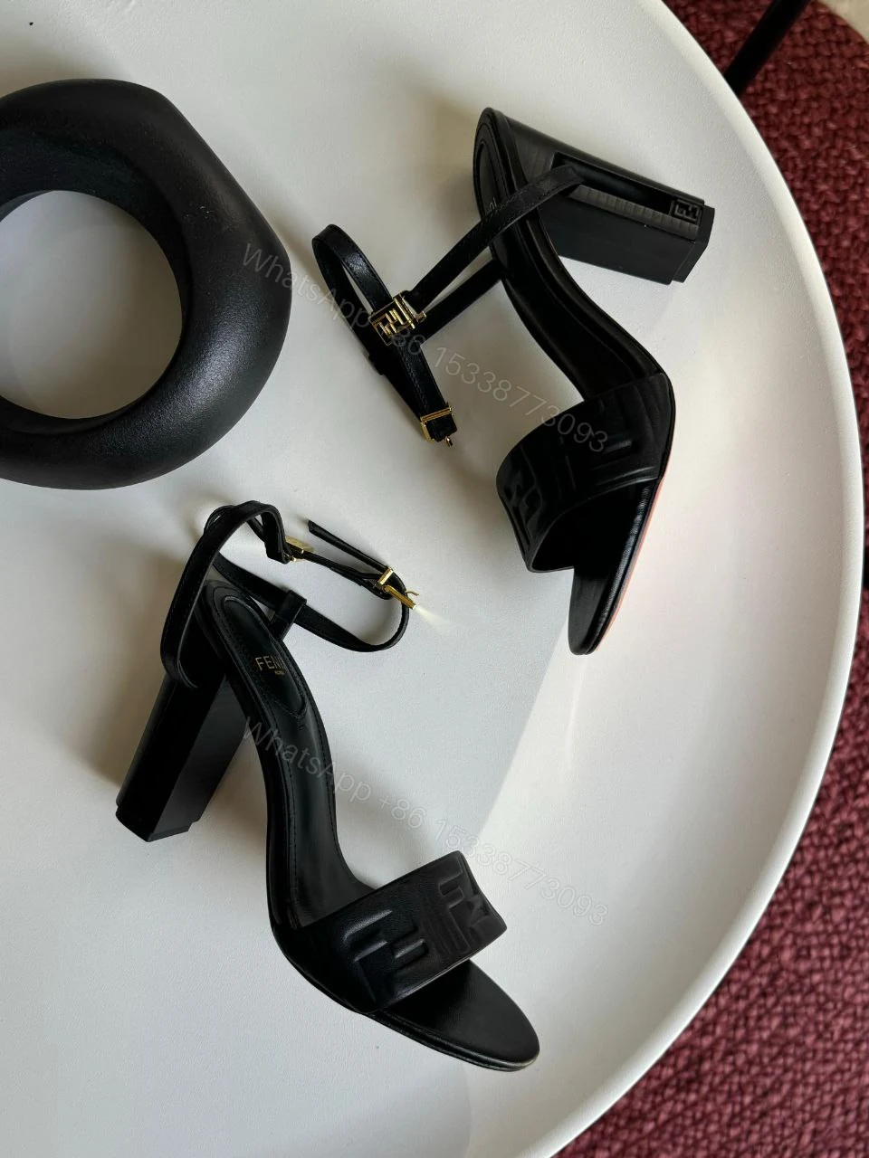 View 6 of Delfina Green FF nappa leather high-heeled sandals