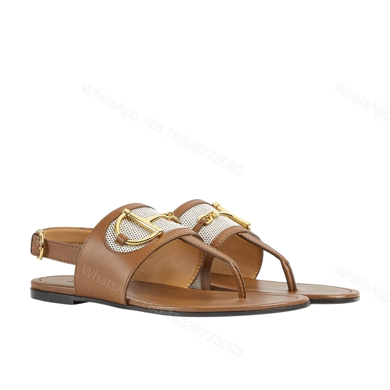 GUCCI WOMEN’S THONG SANDAL WITH HORSEBIT LIGHT BROWN 834431 AAEZJ 2744 — view 1