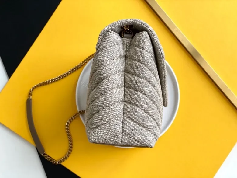 View 4 of Saint Laurent Beige Suede Y Quilted Monogram