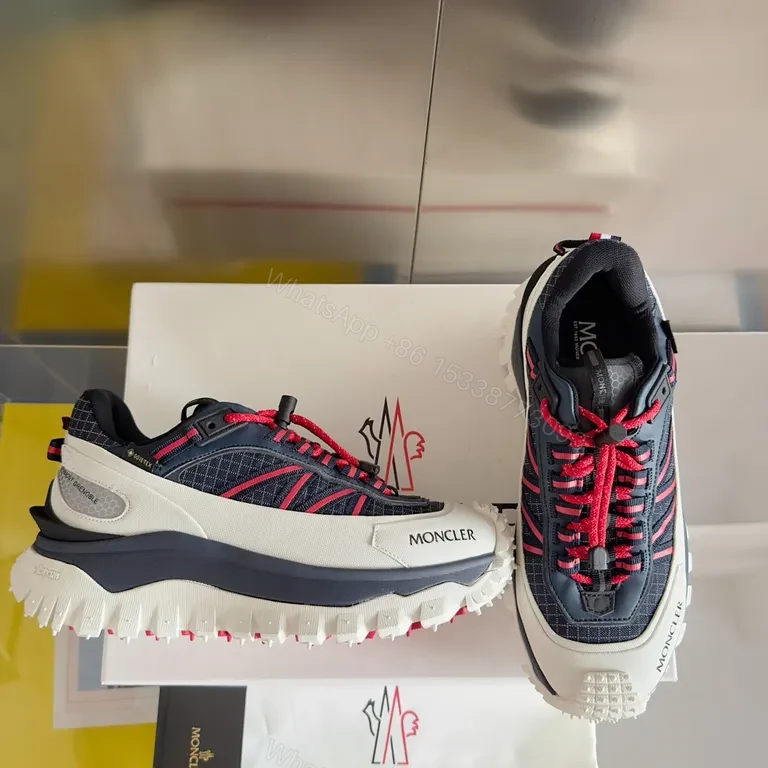 View 6 of Navy & Red MONCLER-Inspired Luxury Sneakers: All-Day Comfort