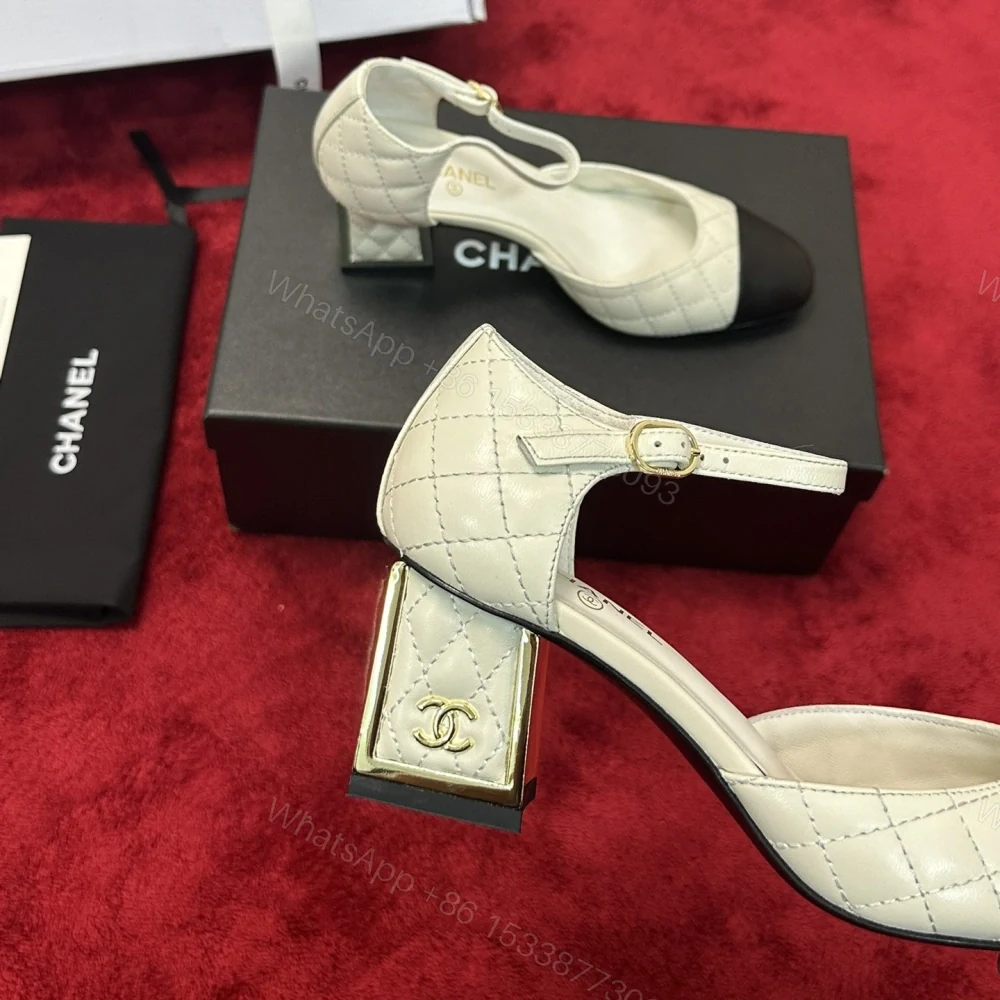 View 5 of 高仿Chanel*G38441C露邊高跟單鞋小牛皮白色4.5CM免檢版