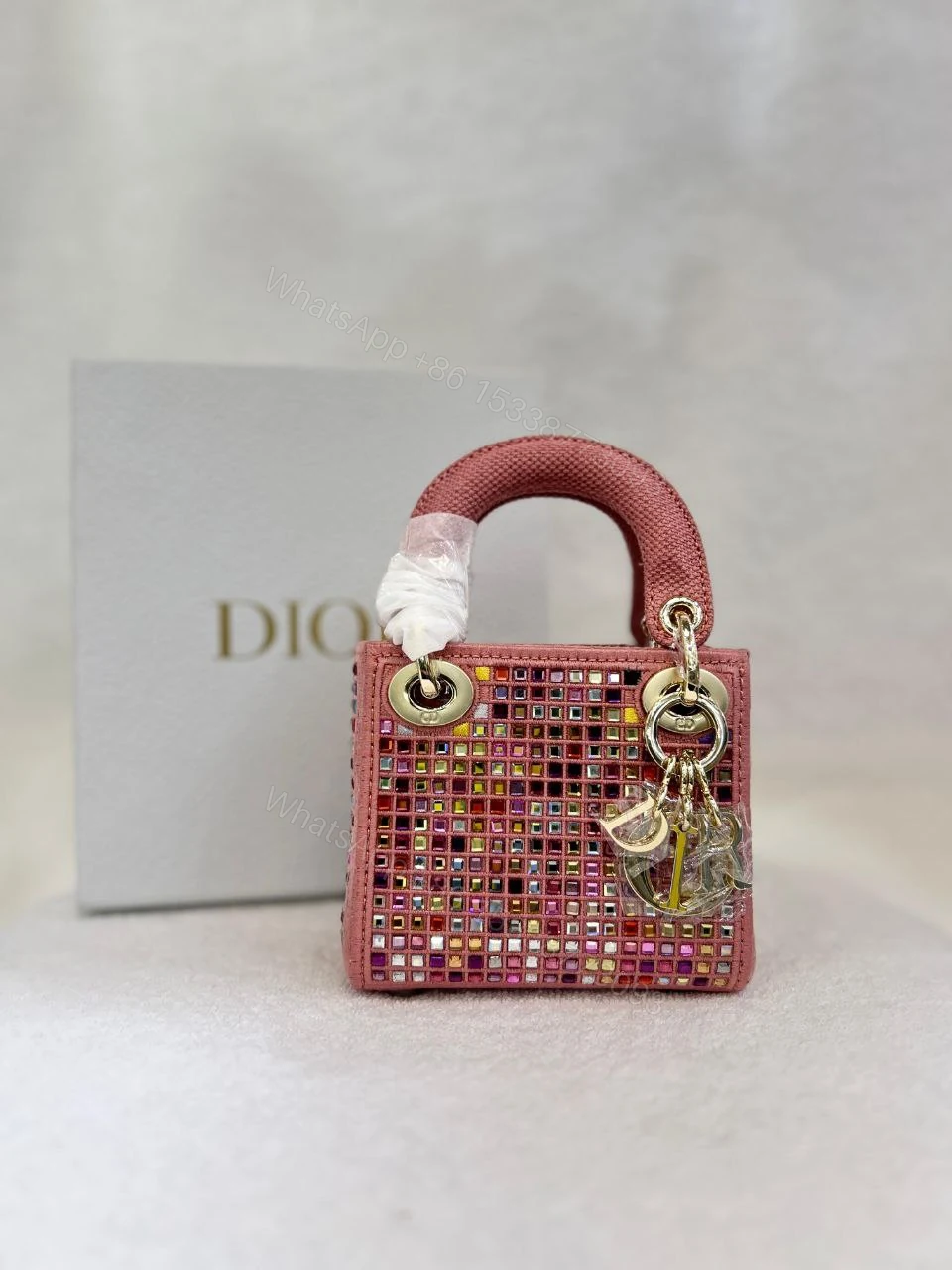 View 2 of CHRISTIAN DIOR Metallic Calfskin Crystal Mini Lady Dior