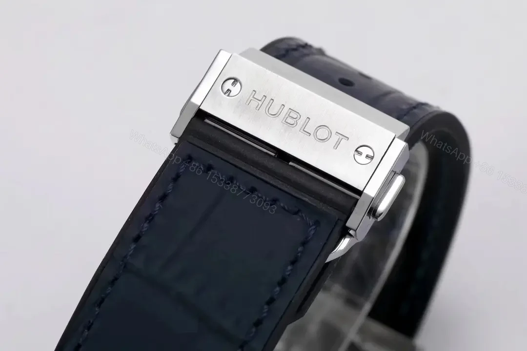 View 8 of Hublot Classic Fusion Blue Dial Automatic Watch with Titanium Case and Leather Strap