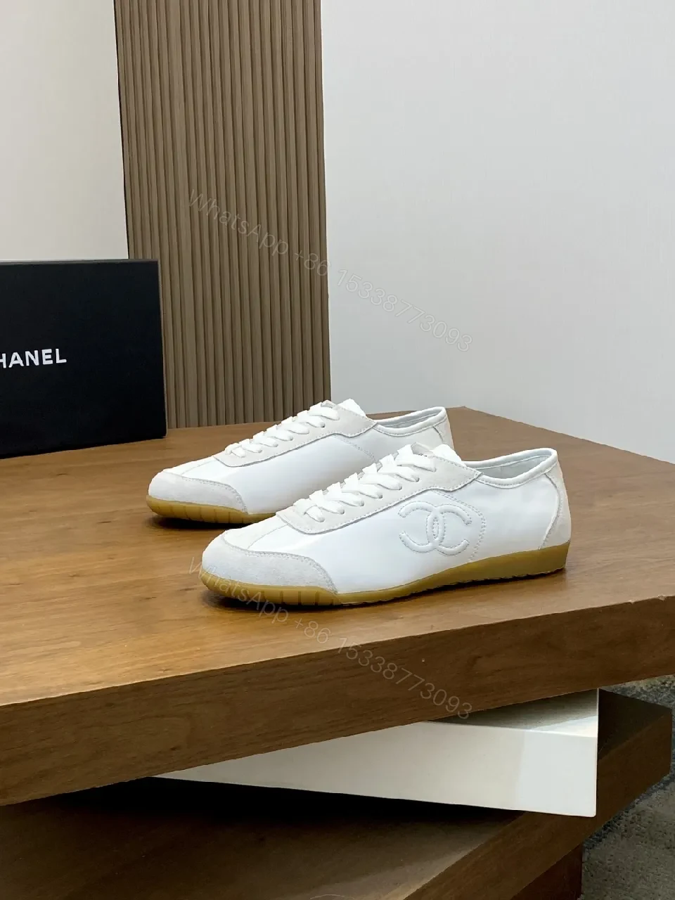 View 3 of Minimalist White Leather Sneakers, Subtle Detail, Everyday Luxury Shoes
